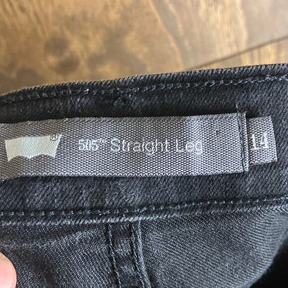 Levis 505 Womens Jeans Black Denim High Rise Straight Leg Stretch 14 - Picture 4 of 11